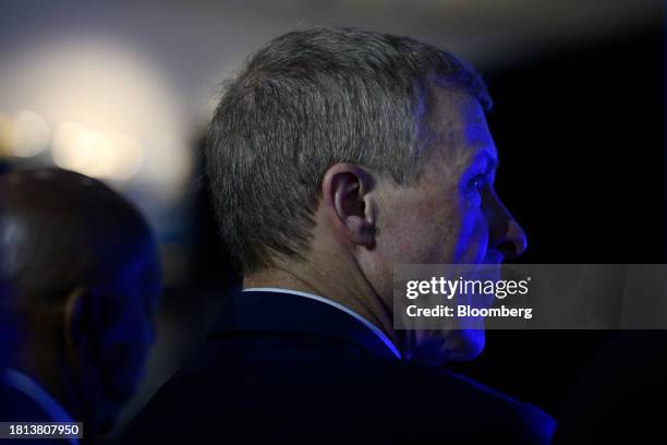 Scott Kirby, chief executive officer of United Airlines Holdings Inc., during a news conference at George Bush Intercontinental Airport in Houston,...