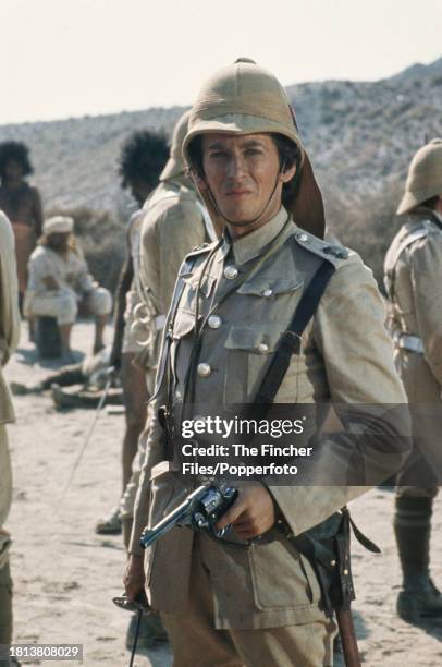 British actor Robert Powell photographed in costume as Jack Durrance during the filming of the television film "The Four Feathers" in Almeria, Spain...