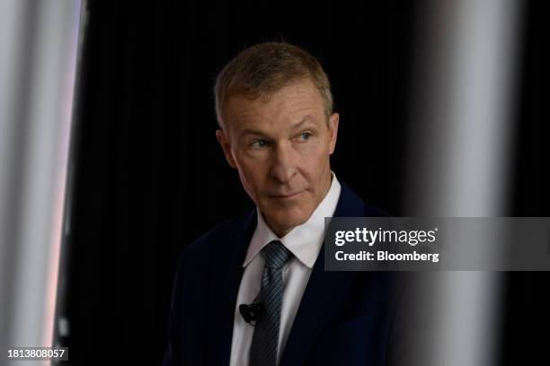 Scott Kirby, chief executive officer of United Airlines Holdings Inc., during a news conference at George Bush Intercontinental Airport in Houston,...