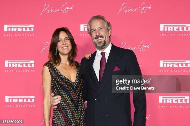 Ilaria Tronchetti Provera and Anselmo Guerrieri Gonzaga attend the Launch Gala for the 2024 Pirelli Calendar by Prince Gyasi at Magazine London on...