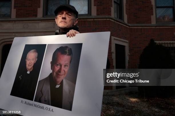 During a news conference outside the St. John Stone Friary, Survivors Network of those Abused by Priests member, David Clohessy, talks on the $2...