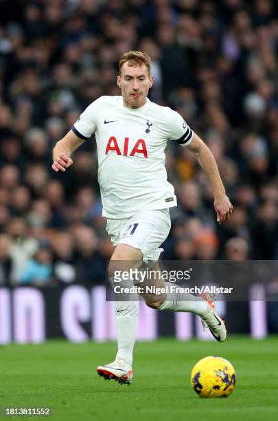 Dejan Kulusevski of Tottenham Hotspur on the ball during the Premier League match between Tottenham Hotspur and Aston Villa at Tottenham Hotspur...