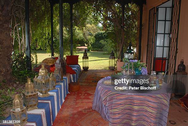 Terrasse der Villa von Henriette von Bohlen und Halbach , Homestory, Villa "Bled Targui", Marrakesch, Marokko, Nordafrika, Afrika, Residenz, Palast,...