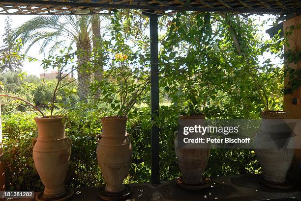 Gartenblick von Terrasse der Villa von Henriette von Bohlen und Halbach , Homestory, Villa "Bled Targui", Marrakesch, Marokko, Nordafrika, Afrika,...