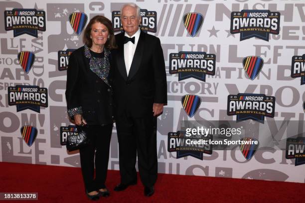 Roger Penske and wife Kathy Penske on the red carpet at the NASCAR Awards Celebration, November 30, 2023 at the Music City Center in Nashville,...