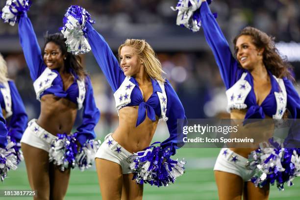 The Dallas Cowboys Cheerleaders perform during the game between the Dallas Cowboys and the Seattle Seahawks on November 30, 2023 at AT&T Stadium in...