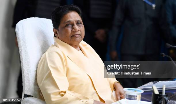 Bahujan Samaj Party supremo Mayawati chairs a meeting of the party's office bearers of Uttar Pradesh and Uttarakhand ahead of the 2024 Lok Sabha...