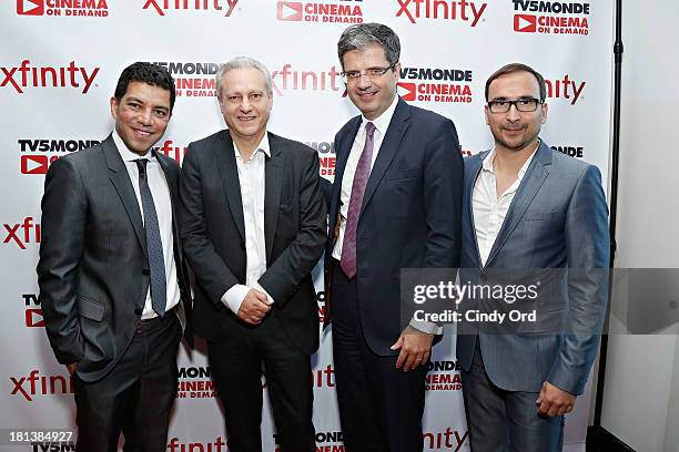 Ruben Mendiola, Yves Bigot, Francois Delattre and Patrice Courtaban attend the TV5MONDE Cinema On Demand Celebration at A Voce Columbus on September...