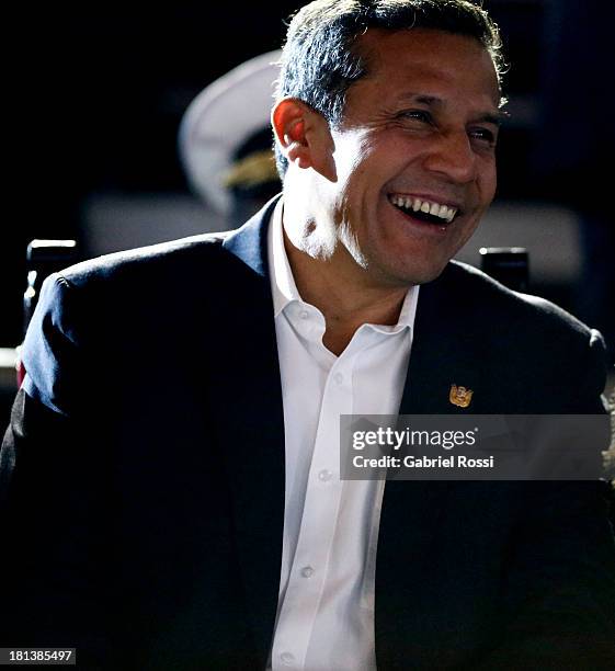 Ollanta Humala, President of Peru smiles during the Opening Ceremony of the I ODESUR South American Youth Games at Plaza de Armas on September 20,...