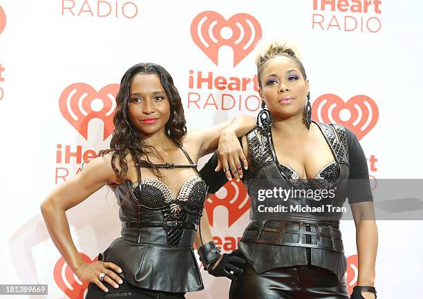 Rozonda "Chilli" Thomas and Tionne "T-Boz" Watkins arrive at the iHeartRadio Music Festival - press room held at MGM Grand Arena on September 20,...