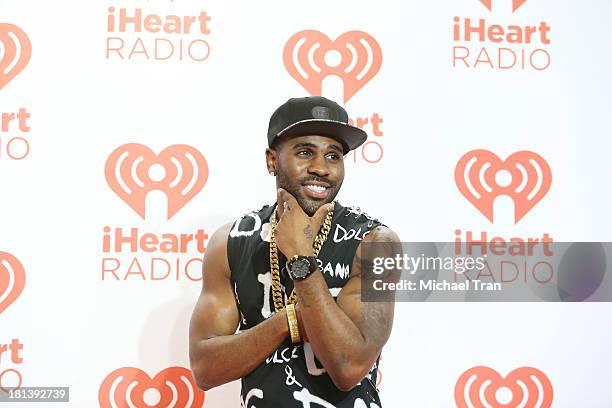 Jason Derulo arrives at the iHeartRadio Music Festival - press room held at MGM Grand Arena on September 20, 2013 in Las Vegas, Nevada.