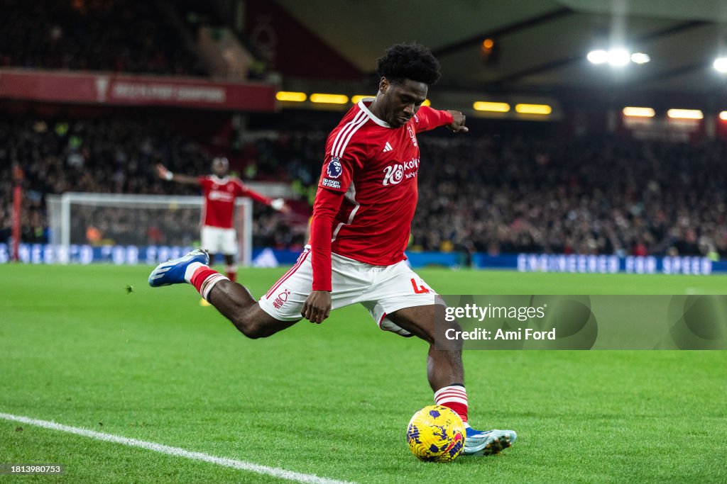 Ola Aina of Nottingham Forest crosses the ball during the Premier... News  Photo - Getty Images