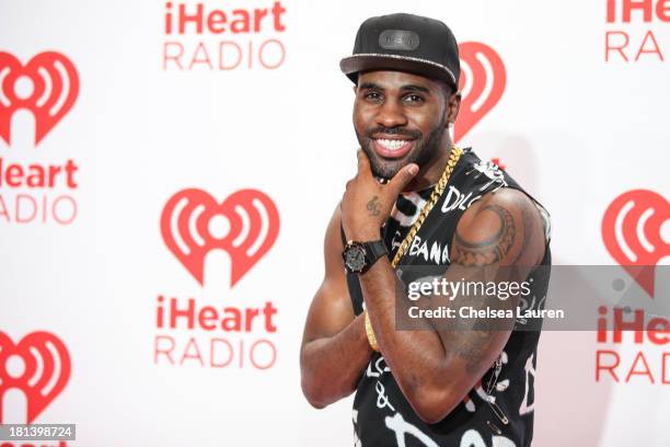 Singer/dancer Jason Derulo poses in the iHeartRadio music festival photo room on September 20, 2013 in Las Vegas, Nevada.