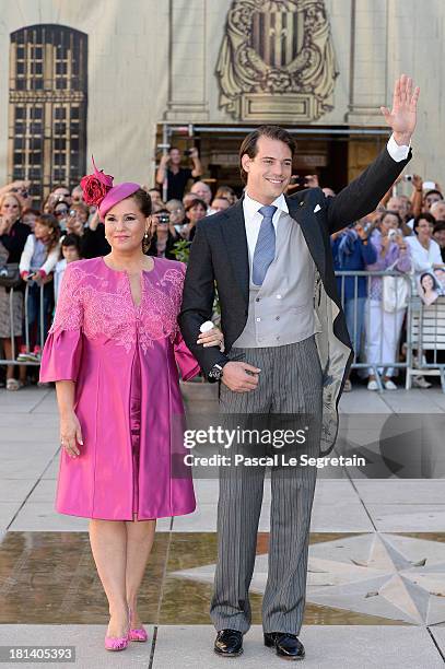 Prince Felix Of Luxembourg and Grand Duchess Maria Teresa attend the Religious Wedding Of Prince Felix Of Luxembourg & Claire Lademacher at the...