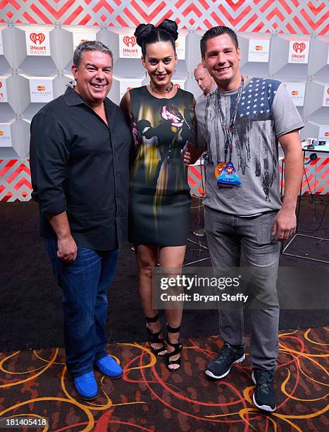 Radio host Elvis Duran, entertainer Katy Perry attend the iHeartRadio Music Festival at the MGM Grand Garden Arena on September 20, 2013 in Las...