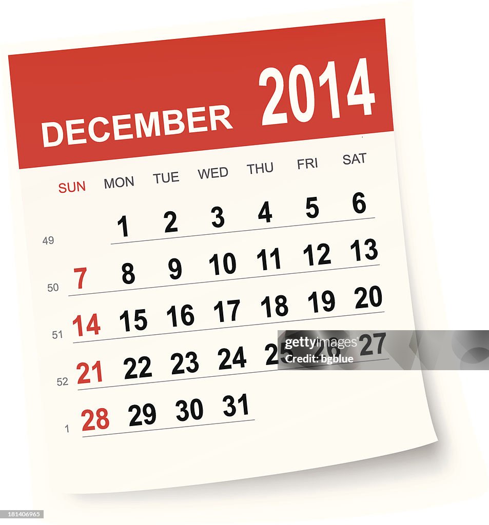 Calendario de diciembre de 2014