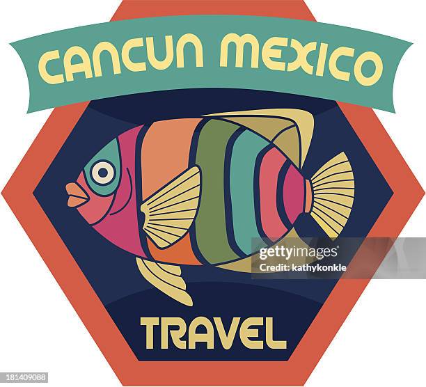 cancun mexico luggage label or travel sticker - cancun stock illustrations