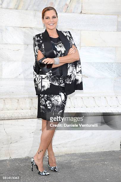 Simona Ventura attends the Roberto Cavalli show as a part of Milan Fashion Week Womenswear Spring/Summer 2014 on September 21, 2013 in Milan, Italy.