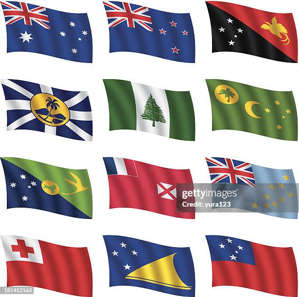 world flags waving - lord howe island stock illustrations