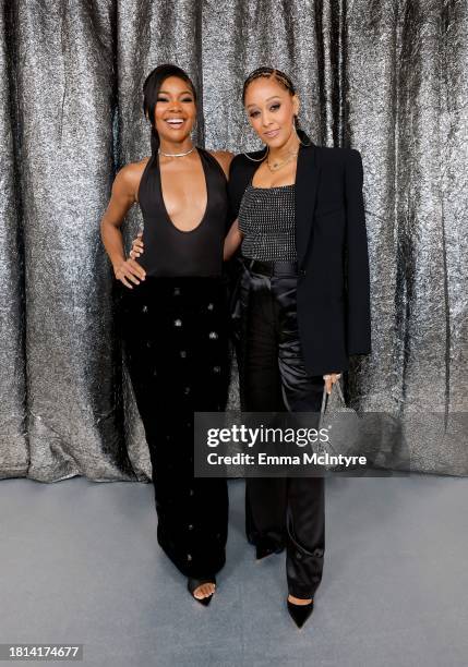 Gabrielle Union-Wade and Tia Mowry attend the World Premiere of "Renaissance: A Film By Beyoncé" at Samuel Goldwyn Theater on November 25, 2023 in...