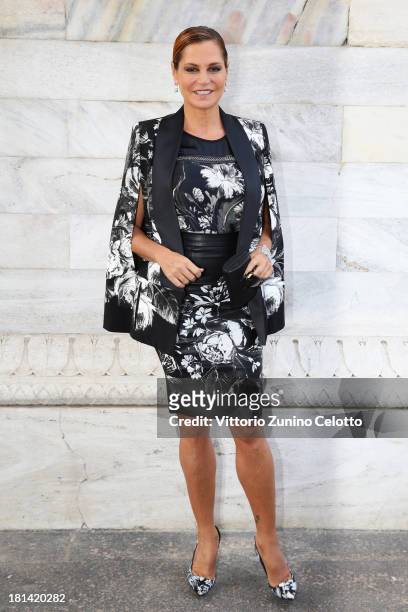 Simona Ventura attends the Roberto Cavalli show as a part of Milan Fashion Week Womenswear Spring/Summer 2014 on September 20, 2013 in Milan, Italy.