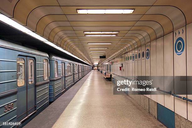 budapest, forgach street metro station perspective - budapest train stock pictures, royalty-free photos & images