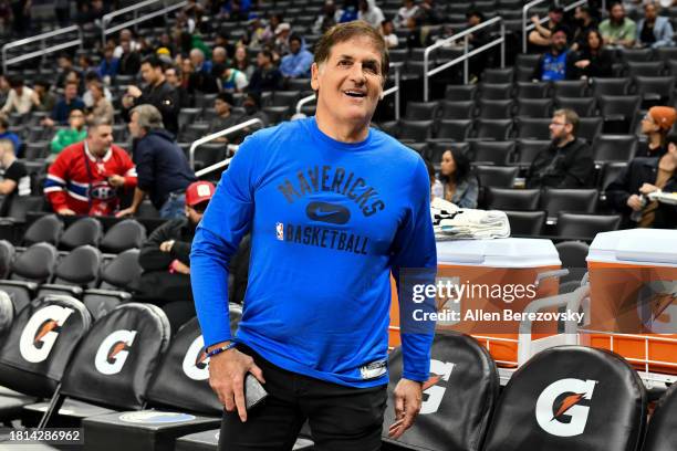 Mark Cuban attends a basketball game between the Los Angeles Clippers and the Dallas Mavericks at Crypto.com Arena on November 25, 2023 in Los...