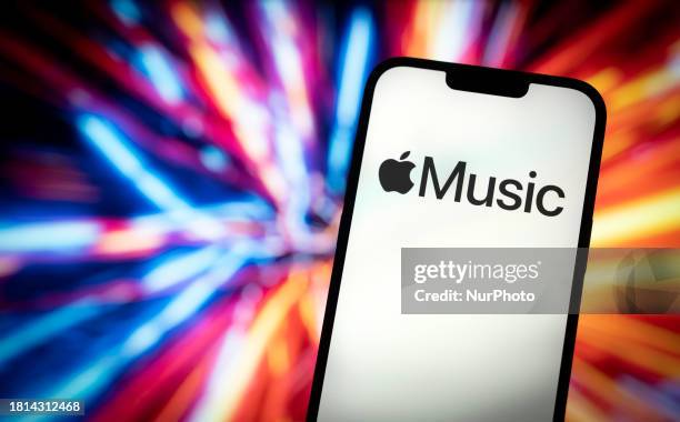 The Apple Music logo is seen in this photo illustration on 23 November, 2023 in Warsaw, Poland.