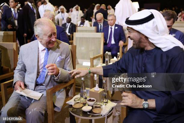 King Charles III and President of the United Arab Emirates Mohamed bin Zayed Al Nahyan attend the opening ceremony of the World Climate Action Summit...