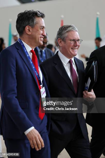 Hadow Secretary of State of Climate Change and Net Zero of the United Kingdom Edward Miliband and leader of the UK's Labour Party Keir Starmer...