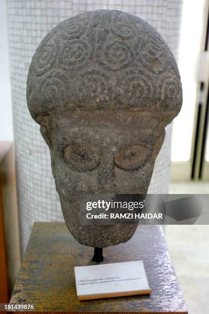 Picture shows the head of a statue from the second millenium BC made of basalt stone which came to light by coincidence displayed at Aleppo Museum 21...