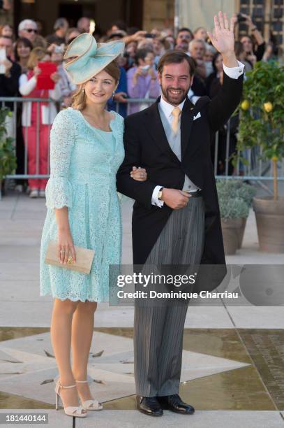 Prince Guillaume Of Luxembourg and Princess Stephanie Of Luxembourg attend the Religious Wedding Of Prince Felix Of Luxembourg & Claire Lademacher at...