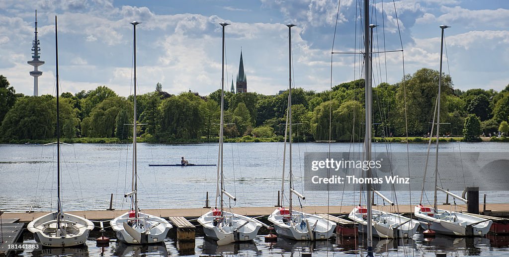 Rower and sail boats