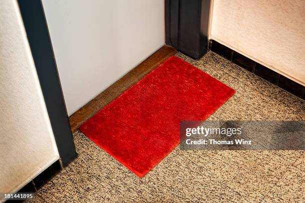 doormat in a hallway - zerbino foto e immagini stock