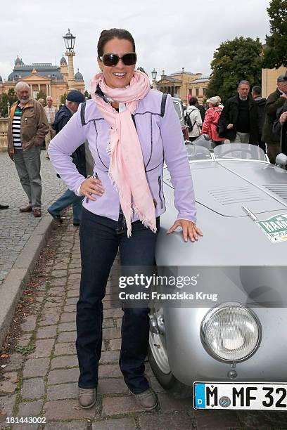 Katarina Witt attends the Hamburg-Berlin Klassik Rallye 2013 - Day 3 on September 21, 2013 in Schwerin, Germany.