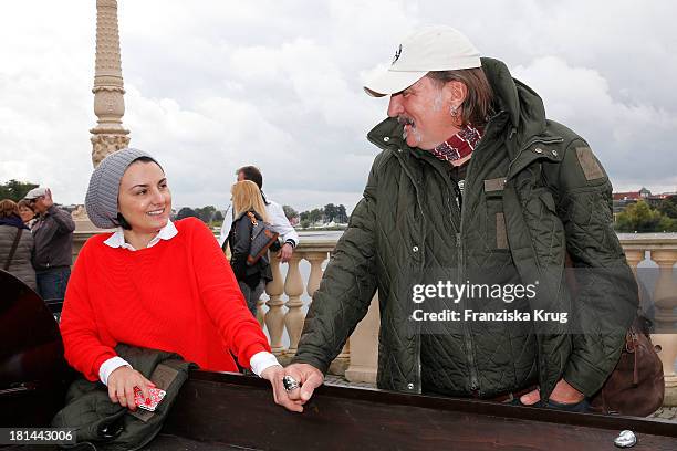 Mimi Fiedler and Andreas Hoppe attend the Hamburg-Berlin Klassik Rallye 2013 - Day 3 on September 21, 2013 in Schwerin, Germany.