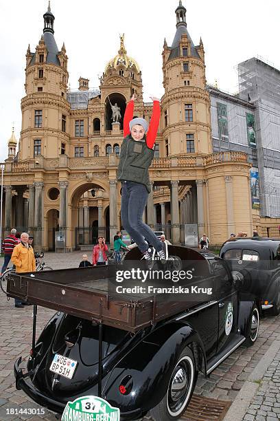 Mimi Fiedler attends the Hamburg-Berlin Klassik Rallye 2013 - Day 3 on September 21, 2013 in Schwerin, Germany.