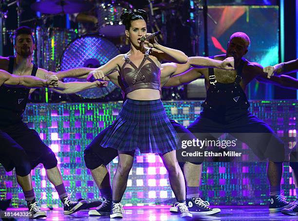 Singer Katy Perry performs during the iHeartRadio Music Festival at the MGM Grand Garden Arena on September 20, 2013 in Las Vegas, Nevada.