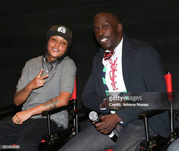 Felicia Pearson and Michael K Williams attend the 2013 Urban World Film Festival screening of "Finding The Funk at AMC Loews 34th Street 14 theater...