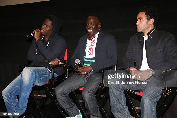 Jeymes Samuel, Michael K Williams and Jules Arthur attend the 2013 Urban World Film Festival screening of "Finding The Funk at AMC Loews 34th Street...