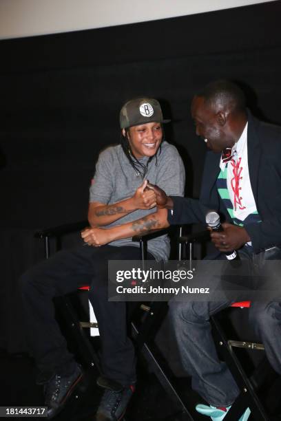 Felicia Pearson and Michael K Williams attend the 2013 Urban World Film Festival screening of "Finding The Funk at AMC Loews 34th Street 14 theater...