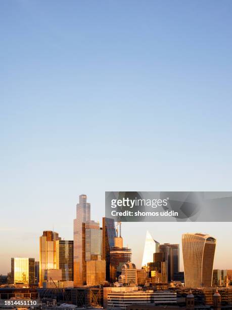 elevated view of london city skyline - continuing development stock pictures, royalty-free photos & images