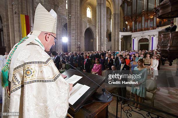In this handout image provided by the Grand-Ducal Court of Luxembourg, His Most Reverend Jean-Claude Hollerich, Archbishop of Luxembourg celebrates...