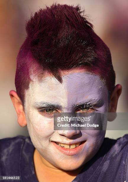 Dockers fan shows his support during the AFL Second Preliminary Final match between the Fremantle Dockers and the Sydney Swans at Patersons Stadium...