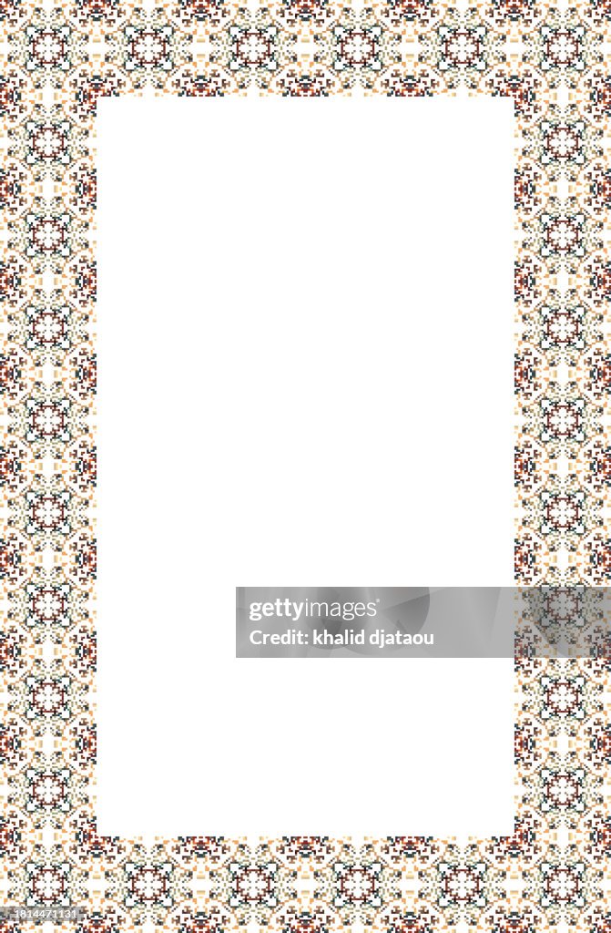 Islamic Rectangle Frame Geometric Pattern Ornament With Isolated ...