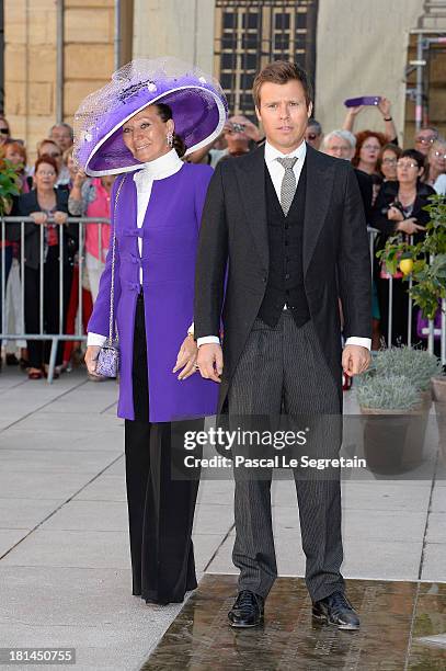 Princess Isabelle Of Liechtenstein and Prince Wenzeslaus Of Liechtenstein attend the Religious Wedding Of Prince Felix Of Luxembourg and Claire...