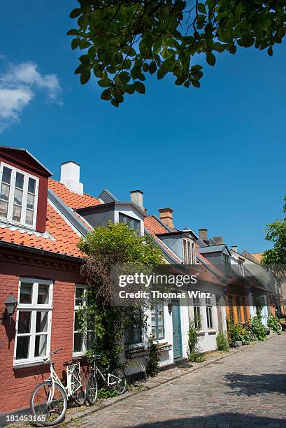 old buildings on " mollestien " lane in aarhus - aarhus stock pictures, royalty-free photos & images