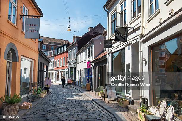 shops in the volden street - aarhus stock pictures, royalty-free photos & images