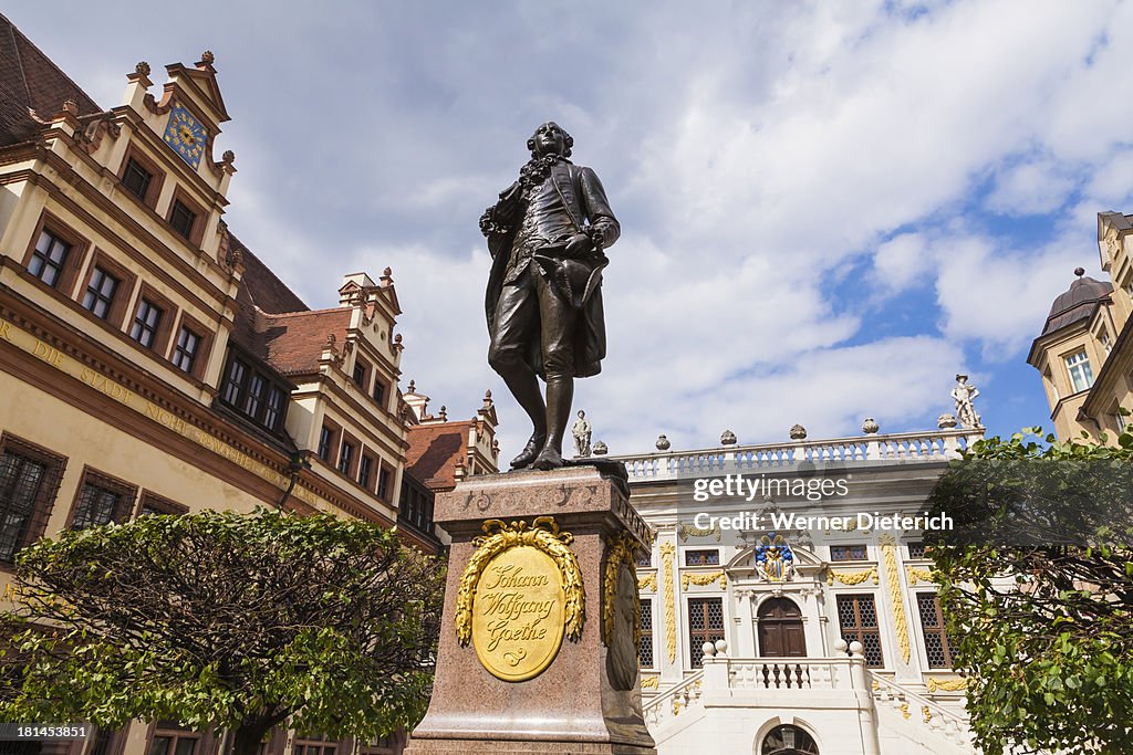 Goethe monument at Naschmarkt square, Leipzig