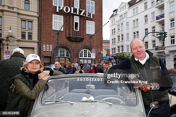 Sabine Postel and Otto F. Wachs attend the Hamburg-Berlin Klassik Rallye 2013 - Day 3 on September 21, 2013 in Hamburg, Germany.